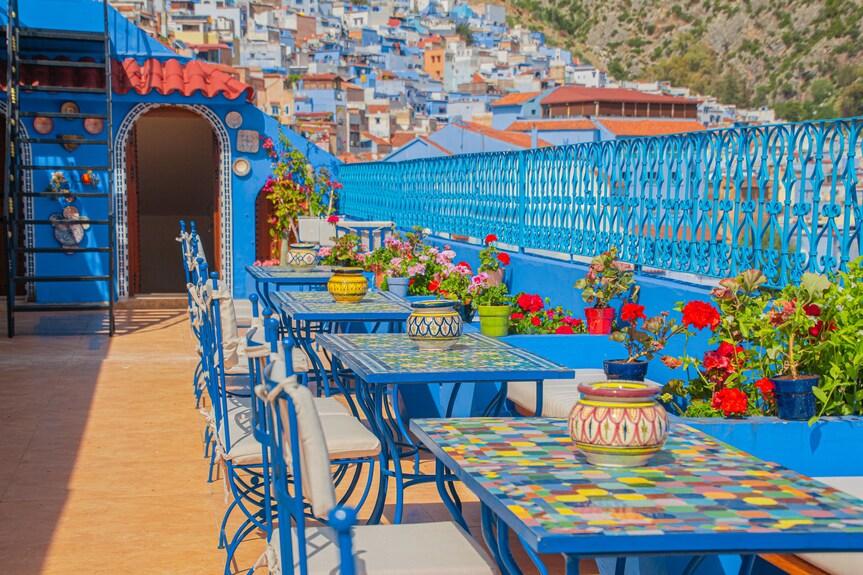 Vancii Hotel rooftop overlooking Chefchaouen